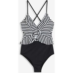 bonprix Badeanzug mit Cut Out und Volantsschwarz 38Damen bonprix Badeanzug mit Cut Out und Volantsschwarz 38Damen
