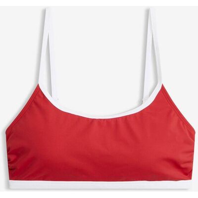 bonprix Bustier-Bikinioberteil mit weißen Kontrastnähtenrot 42Damen bonprix Bustier-Bikinioberteil mit weißen Kontrastnähtenrot 42Damen