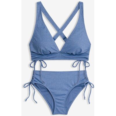 bonprix Bikini aus glitzerndem Material (2-tlg.Set)blau 36Damen bonprix Bikini aus glitzerndem Material (2-tlg.Set)blau 36Damen