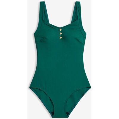 bonprix Badeanzug mit Knopfdetailgrün 54Damen bonprix Badeanzug mit Knopfdetailgrün 54Damen
