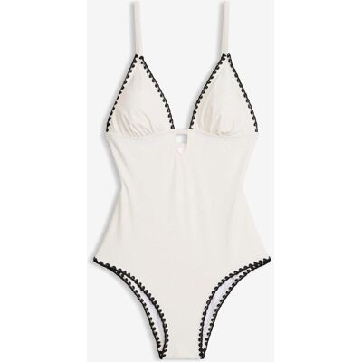 bonprix Badeanzug mit Stickereiweiß 38Damen bonprix Badeanzug mit Stickereiweiß 38Damen