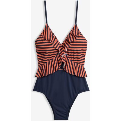 bonprix Badeanzug mit Cut Out und Volantsorange 48Damen bonprix Badeanzug mit Cut Out und Volantsorange 48Damen