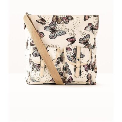 bonprix Canvas Umhängetasche mit Schmetterlingsprintbeige 0Damen bonprix Canvas Umhängetasche mit Schmetterlingsprintbeige 0Damen