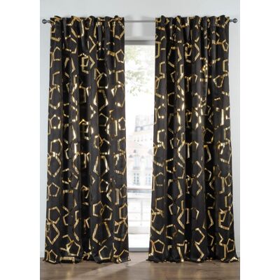 bonprix Abdunkelnder Vorhang mit Glanzdruck (1er Pack)schwarz 1 (H/B: 145/130 cm)false bonprix Abdunkelnder Vorhang mit Glanzdruck (1er Pack)schwarz 1 (H/B: 145/130 cm)false