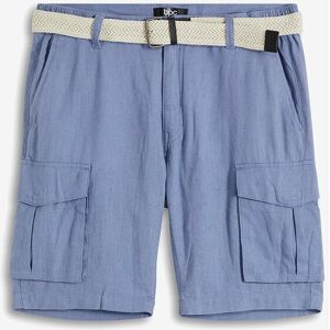 bonprix Regular Fit Cargo-Bermuda mit Gürtel aus luftigem Leinen-Mixblau 60Herren bonprix Regular Fit Cargo-Bermuda mit Gürtel aus luftigem Leinen-Mixblau 60Herren