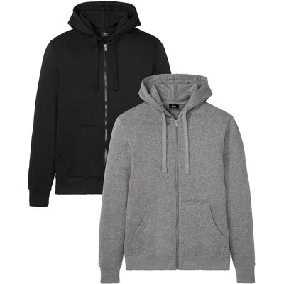 bonprix Kapuzen-Sweatjacke (2er Pack)grau 60Herren bonprix Kapuzen-Sweatjacke (2er Pack)grau 60Herren