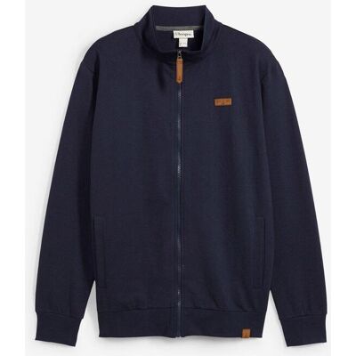 bonprix Stehkragen-Sweatjacke mit Lederimitat-Detailsblau 64Herren bonprix Stehkragen-Sweatjacke mit Lederimitat-Detailsblau 64Herren