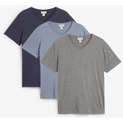 bonprix T-Shirt mit V-Ausschnitt (3er Pack)blau 48Herren bonprix T-Shirt mit V-Ausschnitt (3er Pack)blau 48Herren
