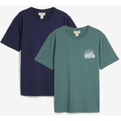 bonprix T-Shirt (2er Pack) aus reiner Baumwolleblau 48Herren bonprix T-Shirt (2er Pack) aus reiner Baumwolleblau 48Herren