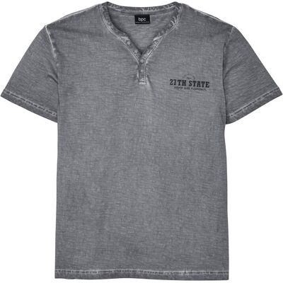 bonprix Henleyshirt, Kurzarm in gewaschener Optik aus reiner Bio-Baumwollegrau 68Herren bonprix Henleyshirt, Kurzarm in gewaschener Optik aus reiner Bio-Baumwollegrau 68Herren