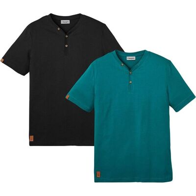 bonprix Henleyshirt aus reiner Bio-Baumwolle (2er Pack)schwarz 60Herren bonprix Henleyshirt aus reiner Bio-Baumwolle (2er Pack)schwarz 60Herren