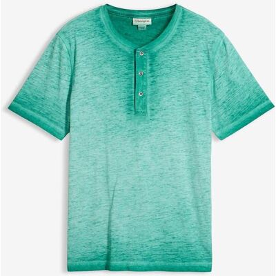 bonprix Henleyshirt, Kurzarm aus reiner Bio-Baumwolle in gewaschener Optikgrün 48Herren bonprix Henleyshirt, Kurzarm aus reiner Bio-Baumwolle in gewaschener Optikgrün 48Herren