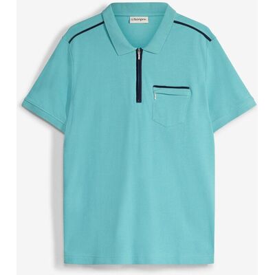 bonprix Piqué-Poloshirt mit Reißverschluss und Brusttasche aus reiner Bio-Baumwollegrün 64Herren bonprix Piqué-Poloshirt mit Reißverschluss und Brusttasche aus reiner Bio-Baumwollegrün 64Herren