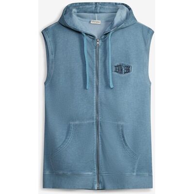 bonprix Kapuzen-Sweat-Weste in gewaschener Optik aus reiner Baumwolleblau 64Herren bonprix Kapuzen-Sweat-Weste in gewaschener Optik aus reiner Baumwolleblau 64Herren