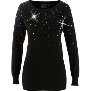 bonprix Long-Pullover mit Glitzersteinenschwarz 36Damen bonprix Long-Pullover mit Glitzersteinenschwarz 36Damen