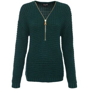 bonprix Grobstrick-Pullover mit Reißverschluss-Detailgrün 44Damen bonprix Grobstrick-Pullover mit Reißverschluss-Detailgrün 44Damen