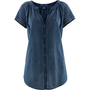 bonprix Kurzarmbluse aus reiner Baumwolleblau 50Damen bonprix Kurzarmbluse aus reiner Baumwolleblau 50Damen