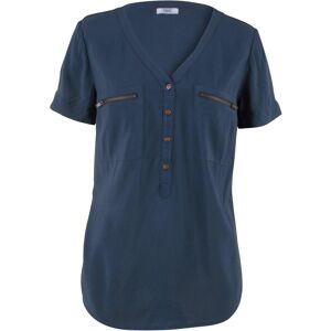 bonprix Kurzarmbluse aus fließender Viskoseblau 48Damen bonprix Kurzarmbluse aus fließender Viskoseblau 48Damen