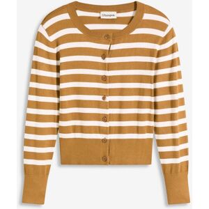 bonprix Feinstrick-Cardigan mit Streifenbraun 52Damen bonprix Feinstrick-Cardigan mit Streifenbraun 52Damen