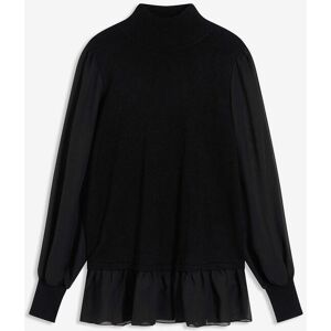 bonprix Feinstrickpullover mit Blusen-Einsatzschwarz 36Damen bonprix Feinstrickpullover mit Blusen-Einsatzschwarz 36Damen