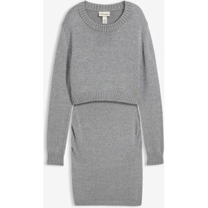 bonprix 2-teiliges Umstandsset aus Pullover und Rock aus Baumwolle mit Glanzgarngrau 32Damen bonprix 2-teiliges Umstandsset aus Pullover und Rock aus Baumwolle mit Glanzgarngrau 32Damen