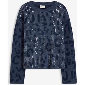 bonprix Jacquard Oversize Pullover mit Paillettenblau 52Damen bonprix Jacquard Oversize Pullover mit Paillettenblau 52Damen