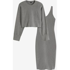 bonprix Gestricktes Kleiderset (2-tlg. Set)grau 36Damen bonprix Gestricktes Kleiderset (2-tlg. Set)grau 36Damen