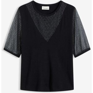 bonprix Feinstrickpullover mit Mesheinsatzschwarz 36Damen bonprix Feinstrickpullover mit Mesheinsatzschwarz 36Damen