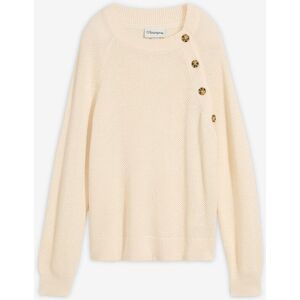 bonprix Grobstrick-Pullover mit Knopfleisteweiß 36Damen bonprix Grobstrick-Pullover mit Knopfleisteweiß 36Damen