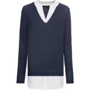 bonprix Feinstrickpullover mit Bluseneinsatzblau 32Damen bonprix Feinstrickpullover mit Bluseneinsatzblau 32Damen