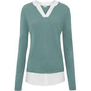 bonprix Feinstrickpullover mit Bluseneinsatzgrün 52Damen bonprix Feinstrickpullover mit Bluseneinsatzgrün 52Damen