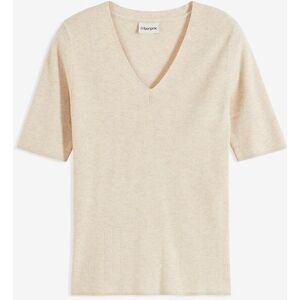 bonprix Kurzarm- Rippenpullover mit Viskosebeige 48Damen bonprix Kurzarm- Rippenpullover mit Viskosebeige 48Damen