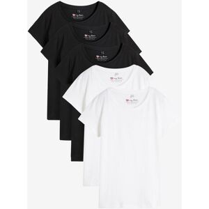 bonprix Rundhals-Shirt (5er-Pack)schwarz 48Damen bonprix Rundhals-Shirt (5er-Pack)schwarz 48Damen