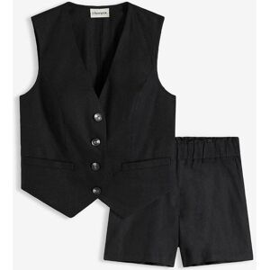 bonprix Weste und Shorts aus Leinenmixschwarz 52Damen bonprix Weste und Shorts aus Leinenmixschwarz 52Damen