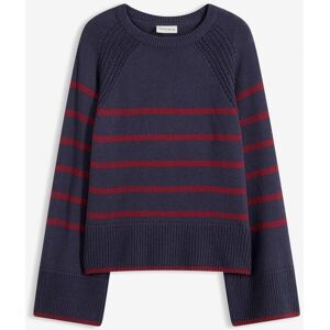 bonprix Pullover mit kontrastfarbigen Streifenblau 48Damen bonprix Pullover mit kontrastfarbigen Streifenblau 48Damen