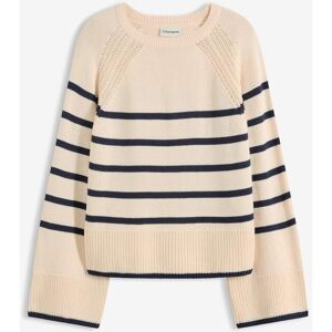 bonprix Pullover mit kontrastfarbigen Streifenweiß 48Damen bonprix Pullover mit kontrastfarbigen Streifenweiß 48Damen