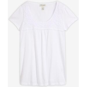 bonprix Baumwoll Shirt mit Spitze, Kurzarmweiß 48Damen bonprix Baumwoll Shirt mit Spitze, Kurzarmweiß 48Damen