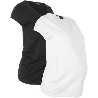 bonprix Basic Umstandsshirts aus Bio-Baumwolle, (2er-Pack)schwarz 52Damen bonprix Basic Umstandsshirts aus Bio-Baumwolle, (2er-Pack)schwarz 52Damen