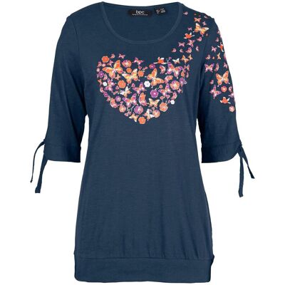 bonprix Baumwoll-Shirt, halbarmblau 52Damen bonprix Baumwoll-Shirt, halbarmblau 52Damen