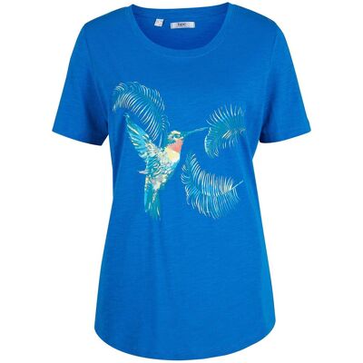 bonprix Baumwoll Shirt mit Druckblau 48Damen bonprix Baumwoll Shirt mit Druckblau 48Damen