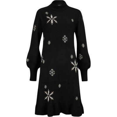 bonprix Strickkleid mit Schneeflocken-Printschwarz 52Damen bonprix Strickkleid mit Schneeflocken-Printschwarz 52Damen
