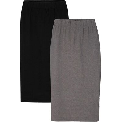 bonprix Knielanger Stretch-Rock (2er Pack)grau 44Damen bonprix Knielanger Stretch-Rock (2er Pack)grau 44Damen