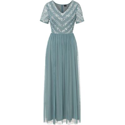 bonprix Maxikleid mit Paillettenstickereipetrol 54Damen bonprix Maxikleid mit Paillettenstickereipetrol 54Damen
