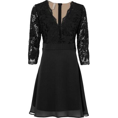 bonprix Chiffonkleid mit Spitzeschwarz 36Damen bonprix Chiffonkleid mit Spitzeschwarz 36Damen