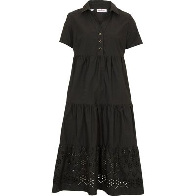 bonprix Tunika-Kleid aus reiner Baumwolle mit Lochstickereischwarz 46Damen bonprix Tunika-Kleid aus reiner Baumwolle mit Lochstickereischwarz 46Damen
