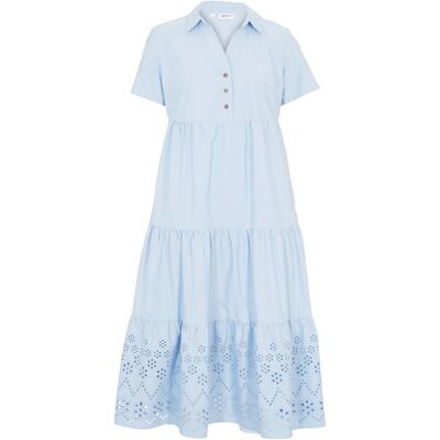 bonprix Tunika-Kleid aus reiner Baumwolle mit Lochstickereiblau 38Damen bonprix Tunika-Kleid aus reiner Baumwolle mit Lochstickereiblau 38Damen