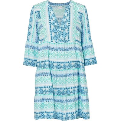 bonprix Tunika-Kleid aus fließender Viskoseblau 54Damen bonprix Tunika-Kleid aus fließender Viskoseblau 54Damen