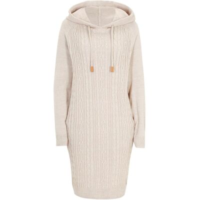 bonprix Kapuzen-Strickkleid mit Zopfmusterbeige 48Damen bonprix Kapuzen-Strickkleid mit Zopfmusterbeige 48Damen