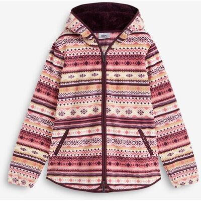 bonprix Kapuzen-Fleecejacke mit Norweger-Musterweiß 40Damen bonprix Kapuzen-Fleecejacke mit Norweger-Musterweiß 40Damen