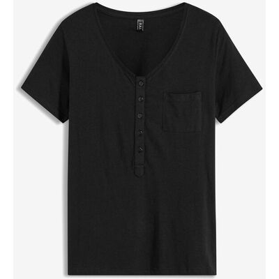 bonprix T-Shirt mit Knopfleisteschwarz 44Damen bonprix T-Shirt mit Knopfleisteschwarz 44Damen